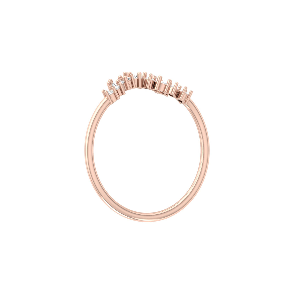0.15 CT Round Shaped Diamond V Half Eternity Wedding Band Ring For women's In 14K Solid Gold - HIGHCARAT DIAMONDS
