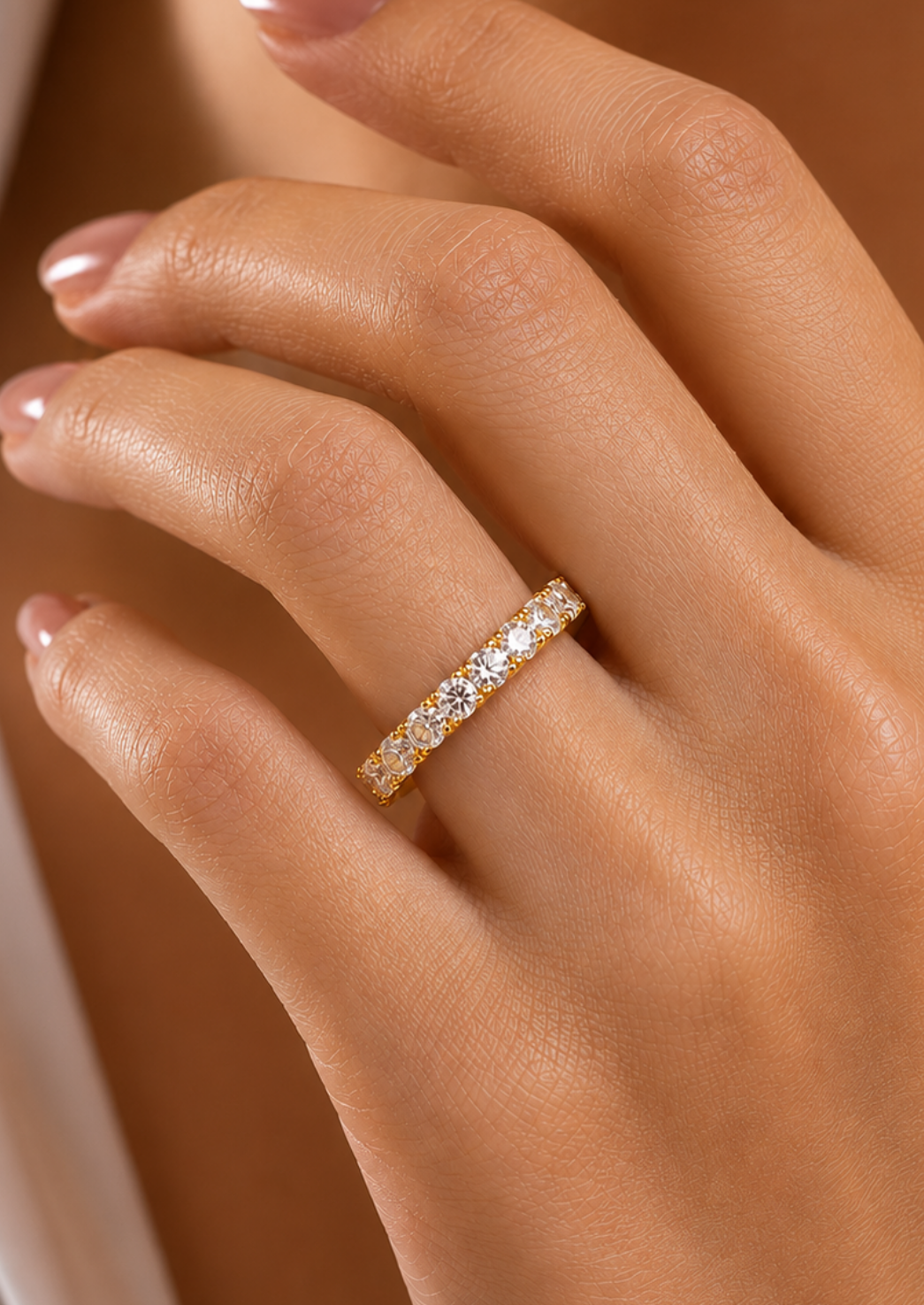 1.12 Carat Round Shaped Lab Grown Diamond & Natural 10k Solid Gold Eternity Band Ring For Women's - HIGHCARAT DIAMONDS