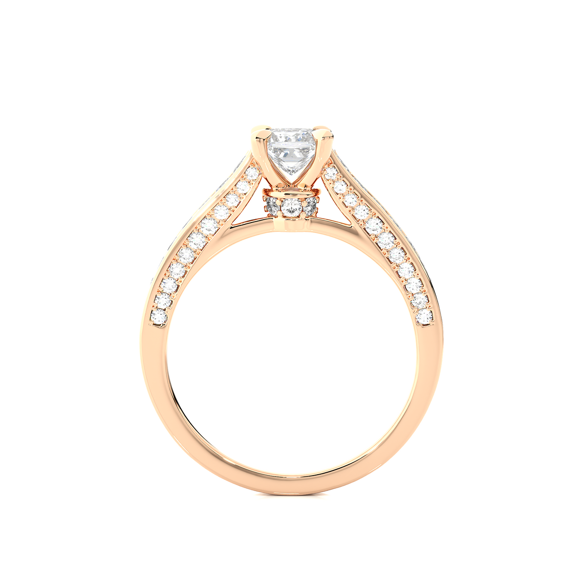 1.28 Carat Princess Cut Lab grown Diamond 10K/14K/18K Wedding Ring, Round Cut Side Stone Lab grown diamond For Her - HIGHCARAT DIAMONDS