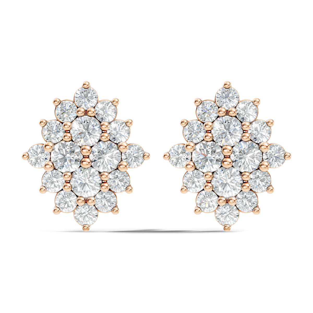 Lab Grown & Natural 10k solid Rose Gold Round Shape Diamond Daily Wear Stunning Studs Diamond Earrings For Women - HIGHCARAT DIAMONDS
