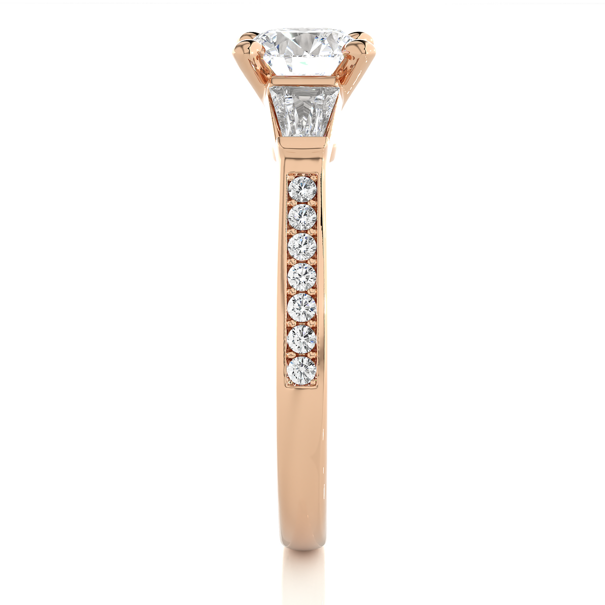 1.68 ct three stone diamond as well as pave and side stones Best gift ring for wedding - HIGHCARAT DIAMONDS
