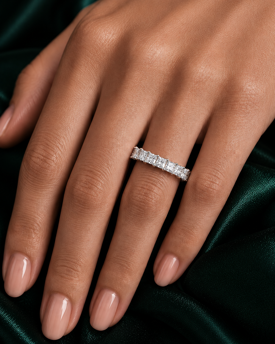 1.93 Ct Princess Cut Lab Grown Diamond 14k Solid Rose Gold Anniversary Full Eternity Band Ring For Her - HIGHCARAT DIAMONDS