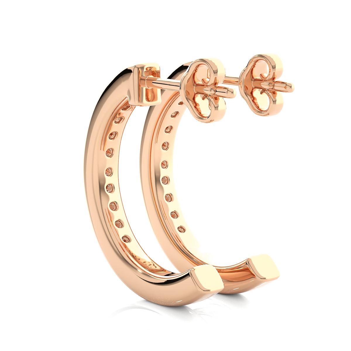 14K Solid Gold Half Hoop Diamond Earrings For Women's Perfect Gift Of Timeless Elegance - HIGHCARAT DIAMONDS
