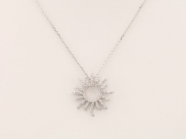 14k-white-1/3-ctw-natural-diamond-sun-16"-necklace