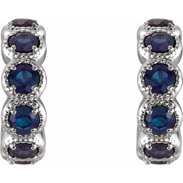 14k-white-lab-grown-blue-sapphire-hoop-earrings