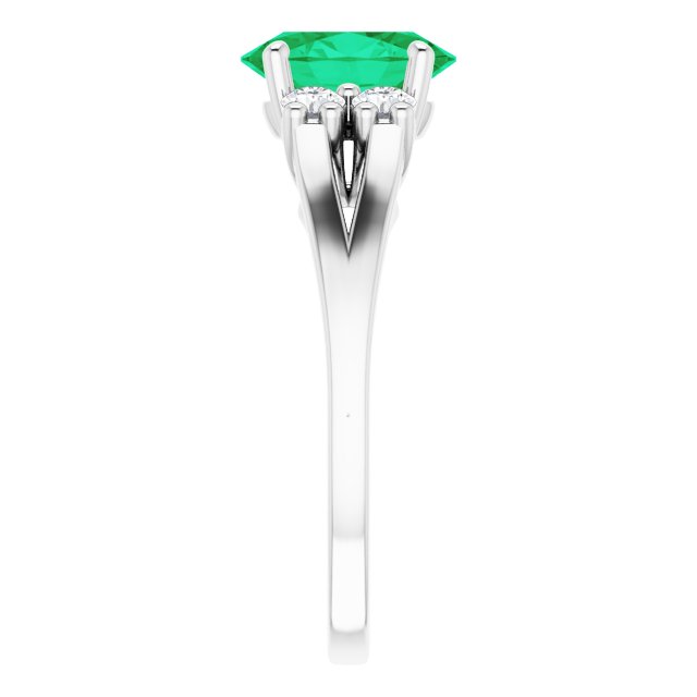 14k-white-lab-grown-emerald-&-1/4-ctw-natural-diamond-ring