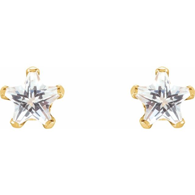 14k-yellow--imitation-white-cubic-zirconia-youth-star-earrings
