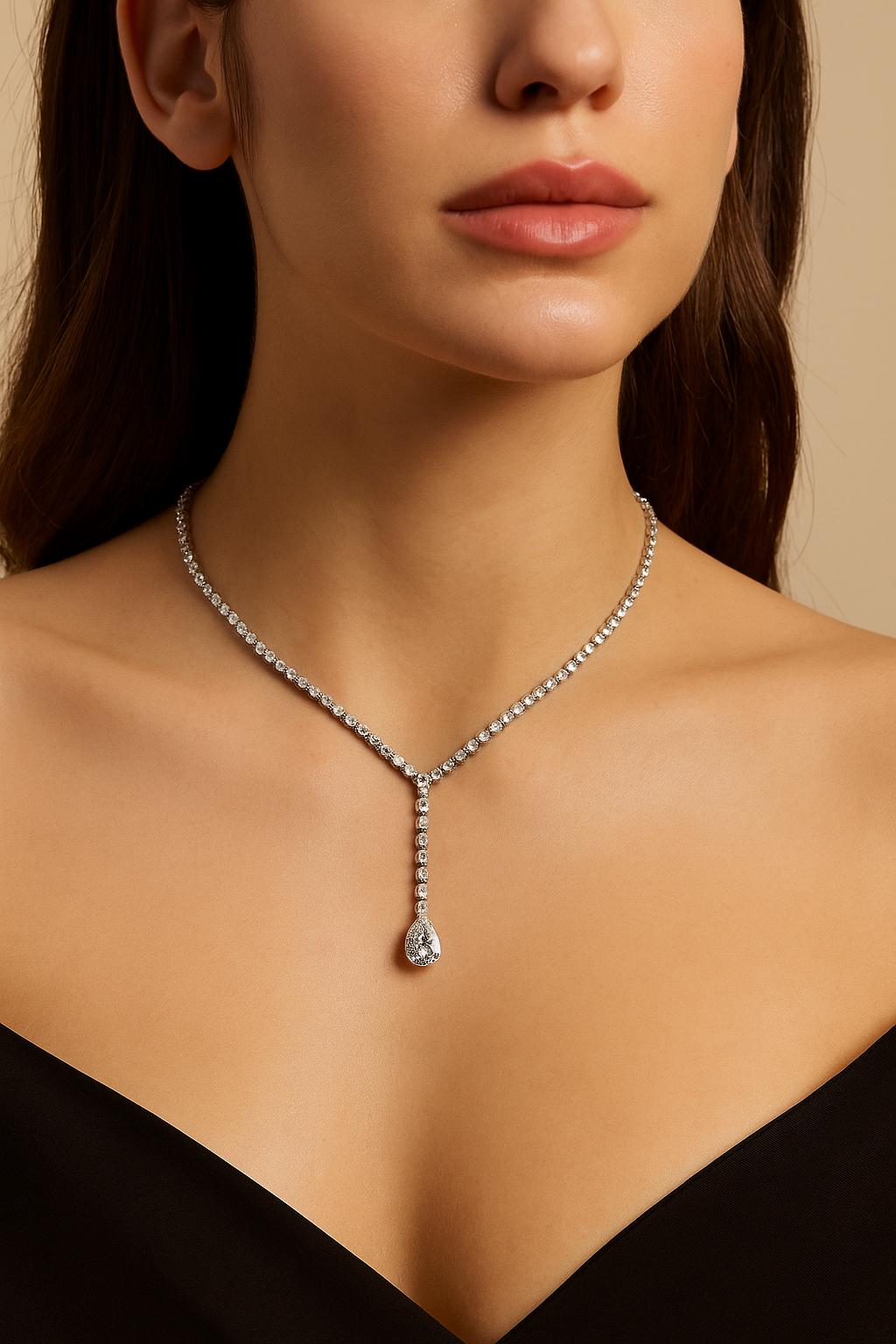 14k Yellow Gold Pear Tennis Lab Grown Diamond Necklace - HIGHCARAT DIAMONDS