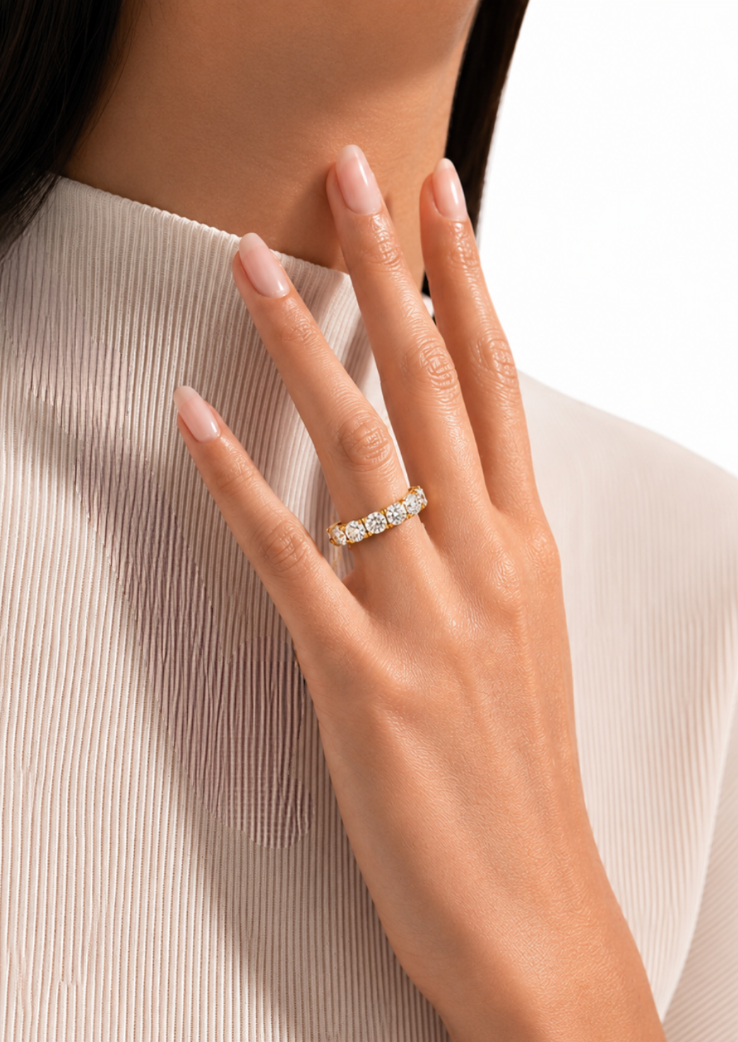 18k Solid Gold Natural or lab grown 1.04 Ct Round Diamond Full Eternity Wedding Band Gift For Her - HIGHCARAT DIAMONDS