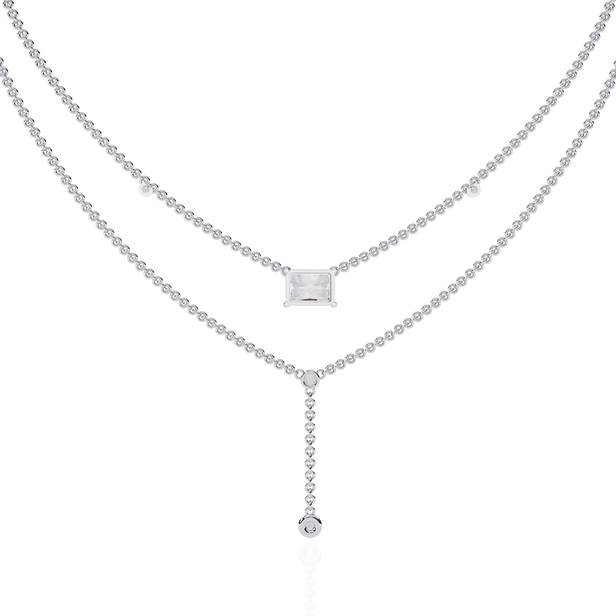 18k Solid Gold Radiant And Round 1.72 Ct Cut Lab Grown Diamond Elegant Solitaire Cluster Daily Wear Necklace - HIGHCARAT DIAMONDS