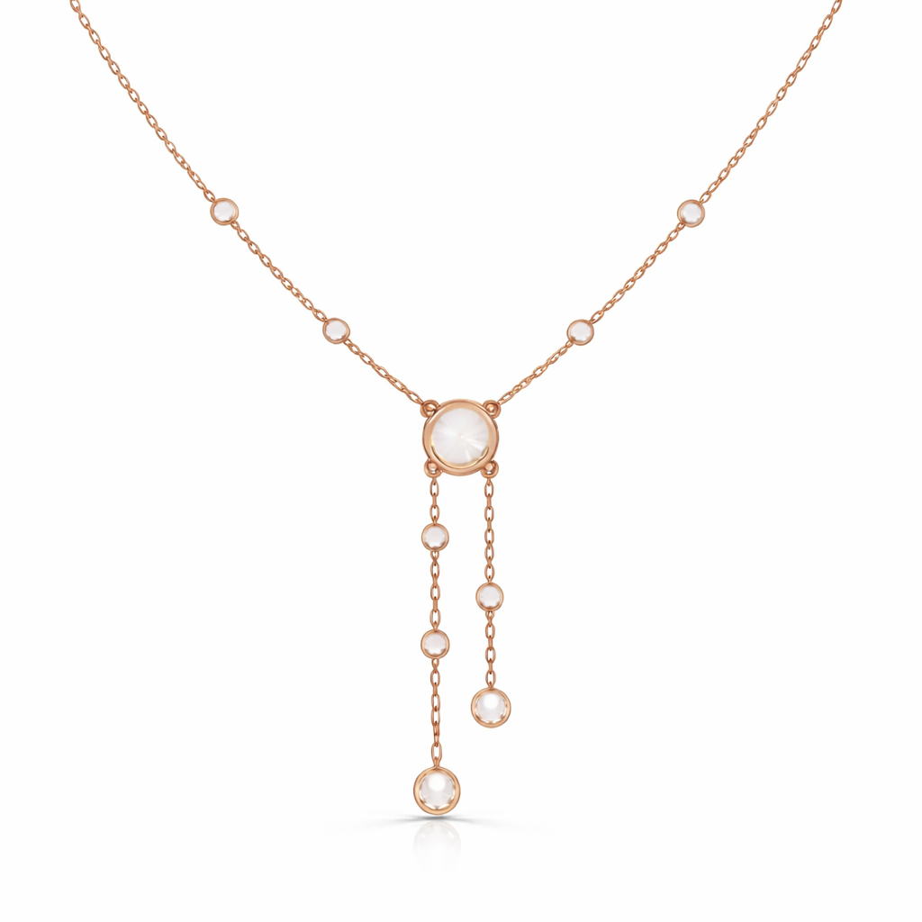 18k Solid Gold Round Cut Lab Grown White Colorless Diamond Art Deco Vintage Party Wear Anek Necklace - HIGHCARAT DIAMONDS