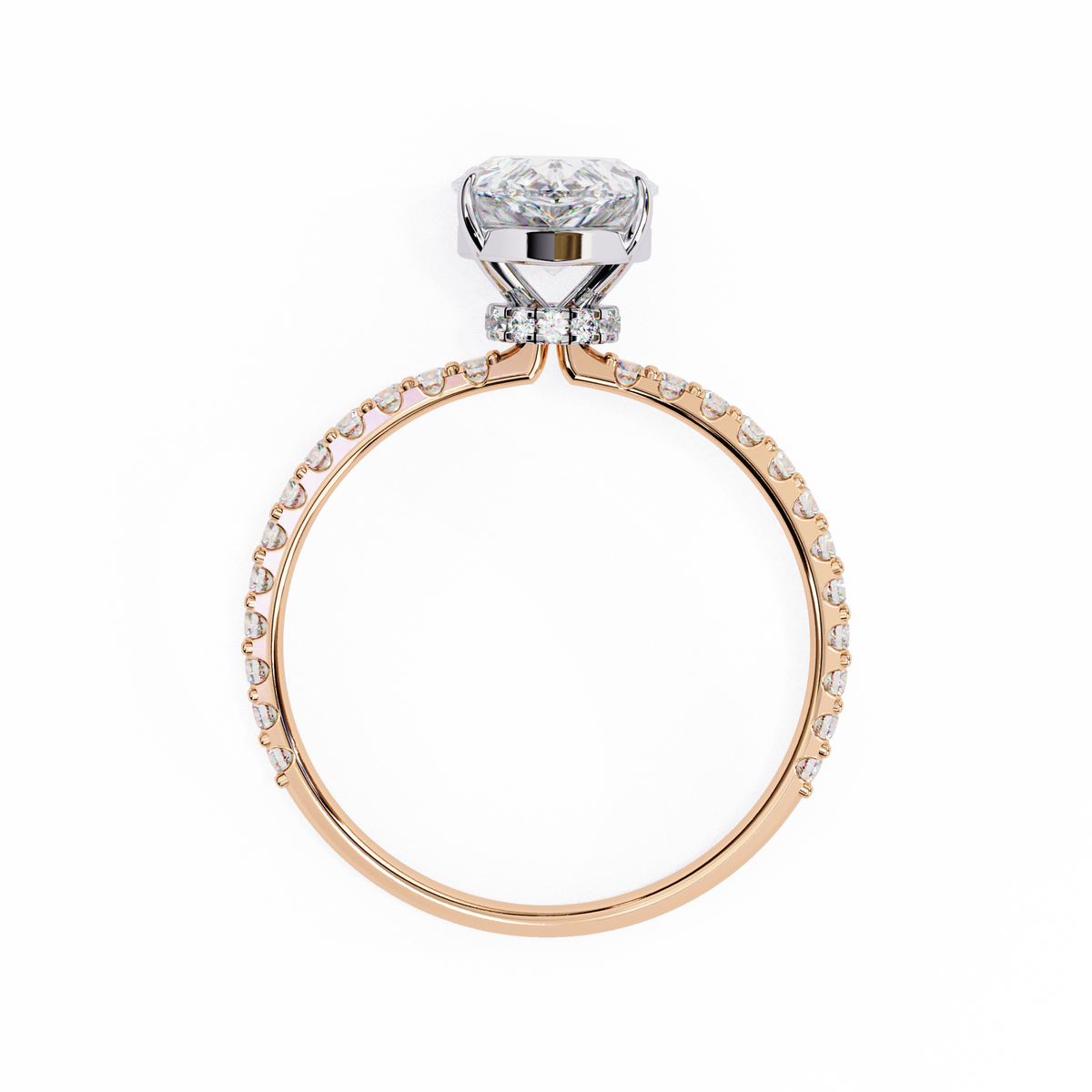 2.06 Ct Pear And Round lab Grown Diamond Cut 10k Solid Gold Pave Set Cluster Bridal Ring - HIGHCARAT DIAMONDS