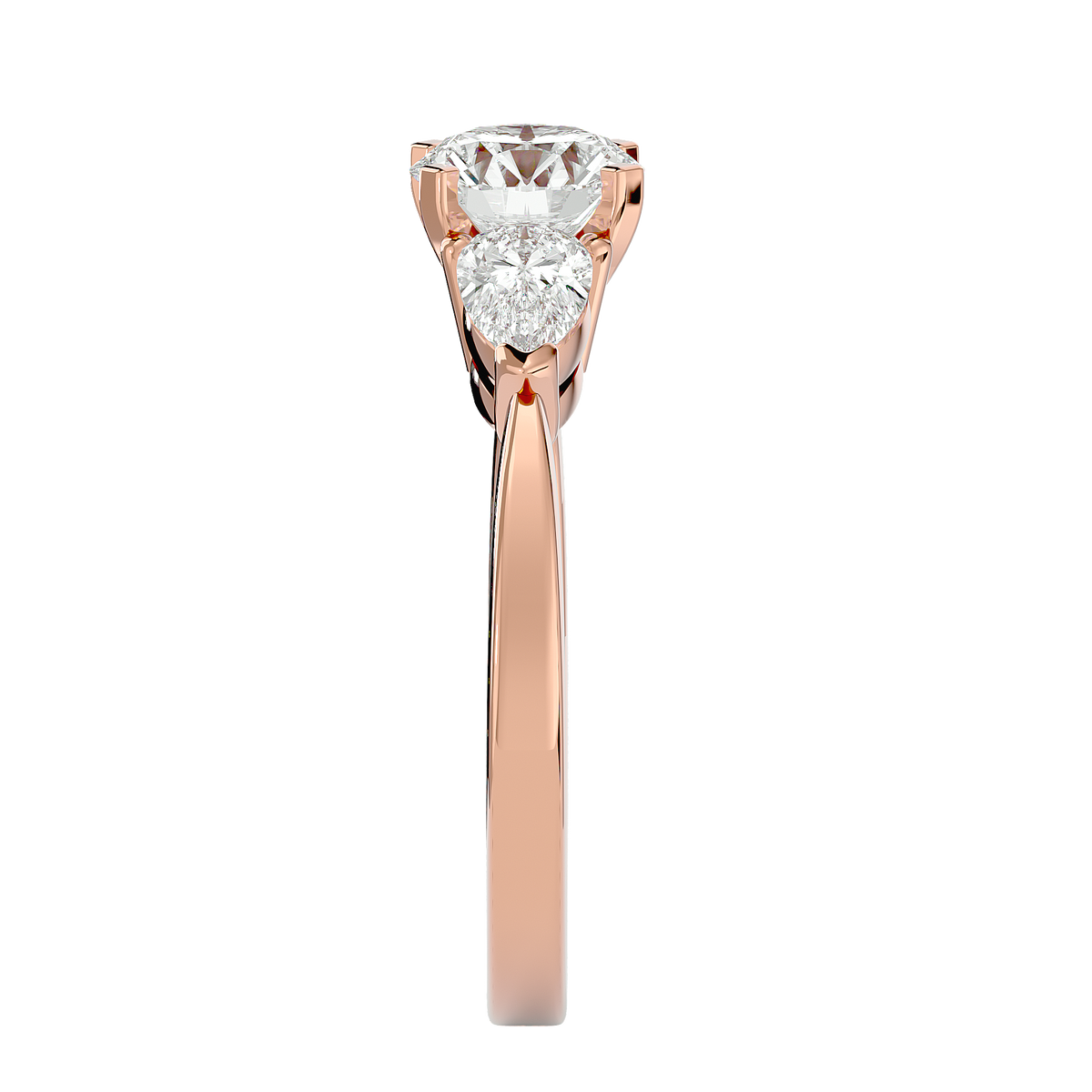 2.18 CT Round & Pear Cut Lab Grown Diamond Engagement 3 Stone 14k Solid White Gold Diamond Ring - HIGHCARAT DIAMONDS