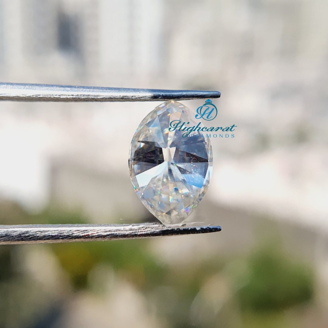 High Clarity Marquise Old Mine Cut Lab Grown Diamond with vintage inspired appearance