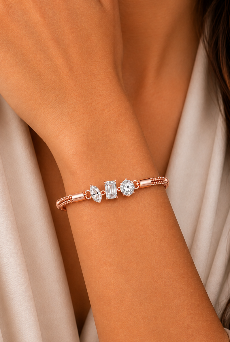 Multi Shape Lab Grown Diamond Rose Gold Bracelet