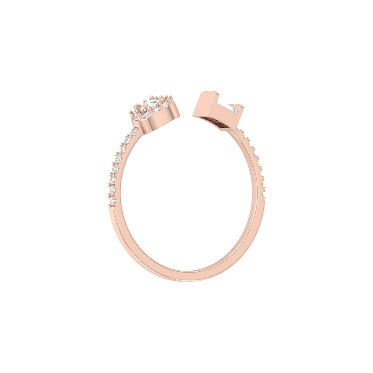 Baguette & Round Cut Lab Grown Diamond Open Cuff Ring - HIGHCARAT DIAMONDS