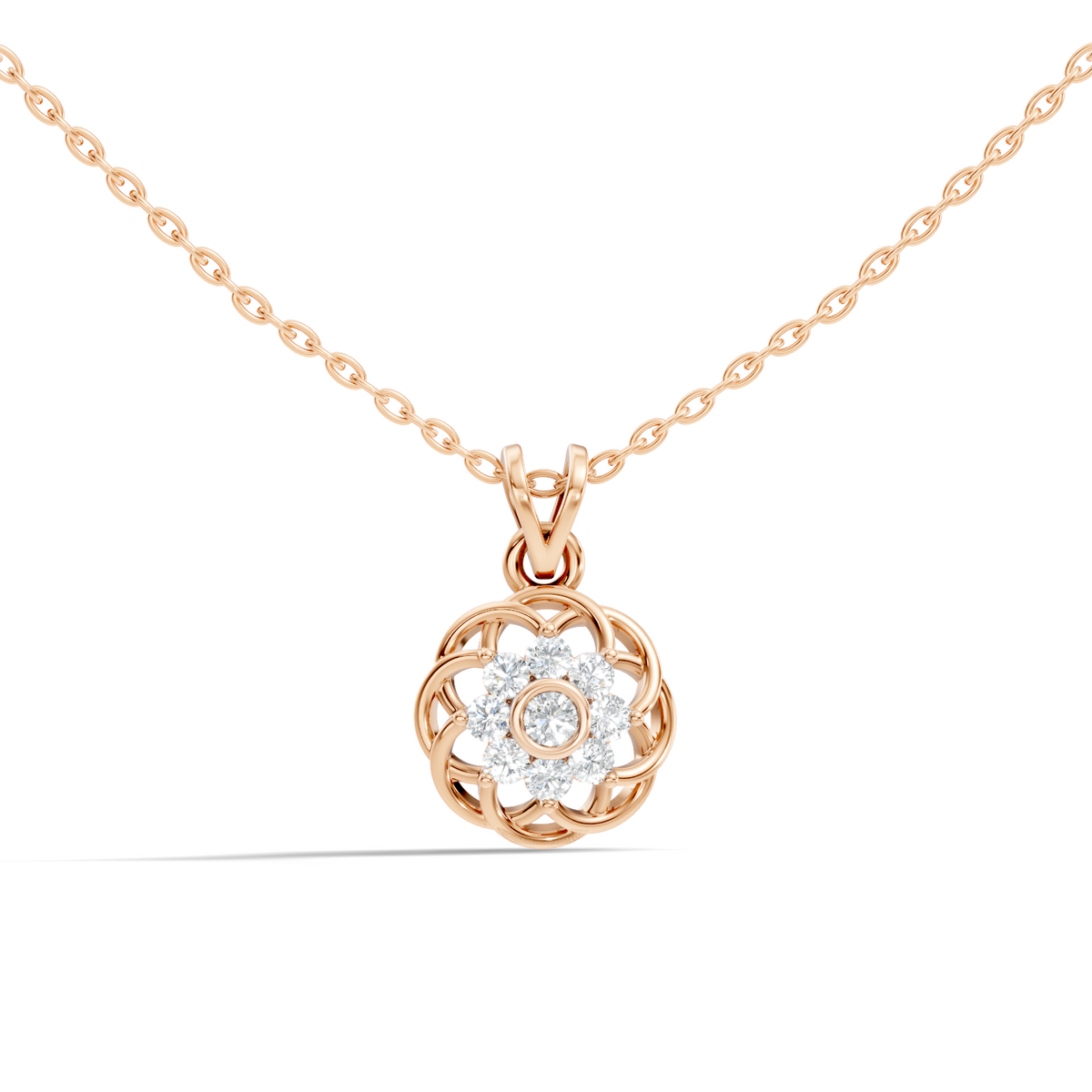 Unique Round Cut Diamond Pendant In 14K White Gold Customized Jewelry For Her - HIGHCARAT DIAMONDS