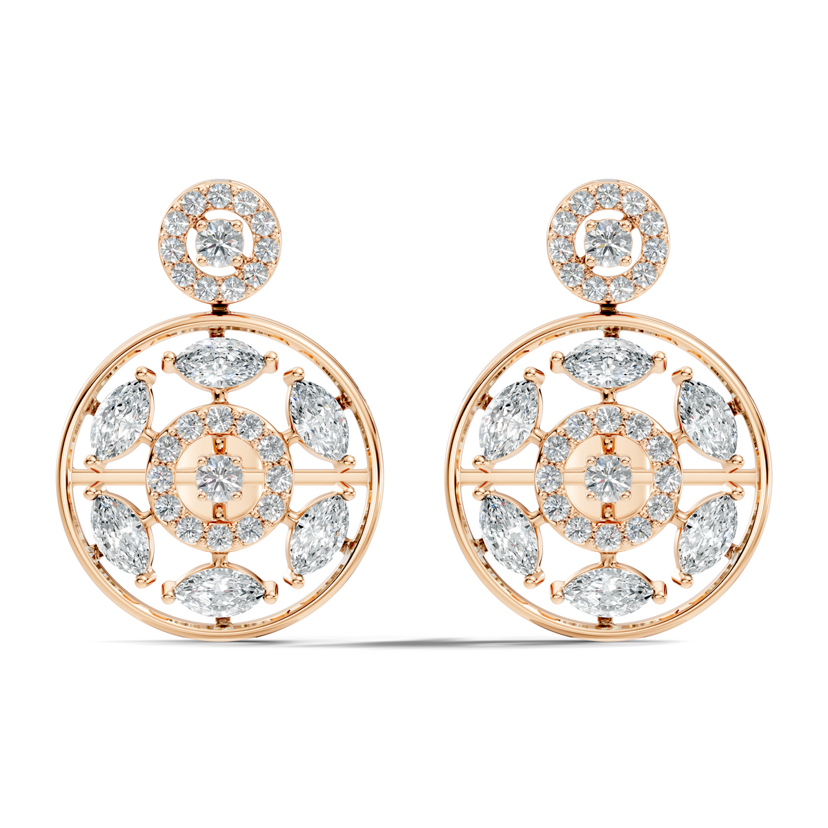 1.80 Ct Marquise & Round Shape Natural & Lab grown Diamond 14k solid White Gold New Every Wear fabulous Earrings For Her - HIGHCARAT DIAMONDS