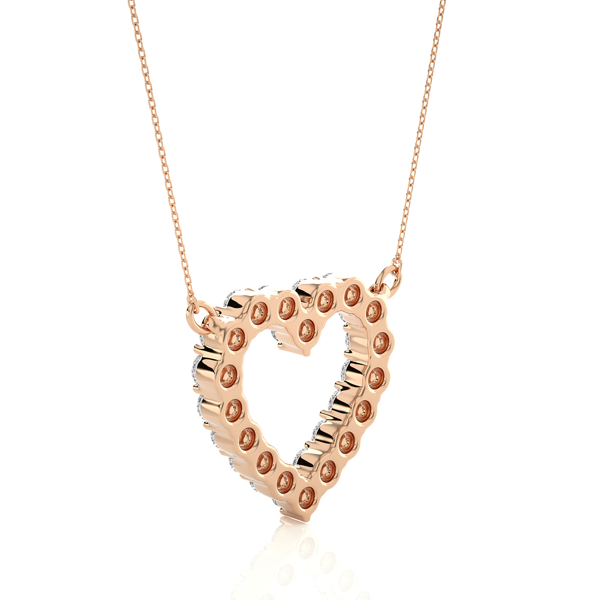 Classic 14K Solid Gold Heart Pendant Necklace In 0.46 CT Open Heart Shape Pendant For Women's - HIGHCARAT DIAMONDS