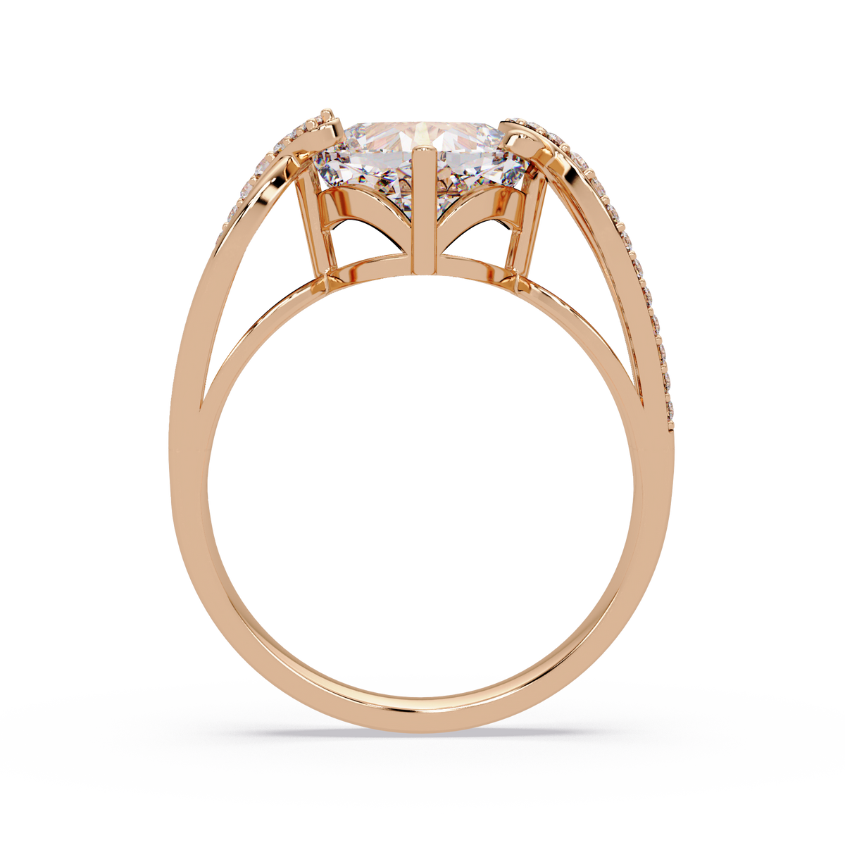 Cushion Cut Lab Grown Diamond Split Shank Ring - HIGHCARAT DIAMONDS