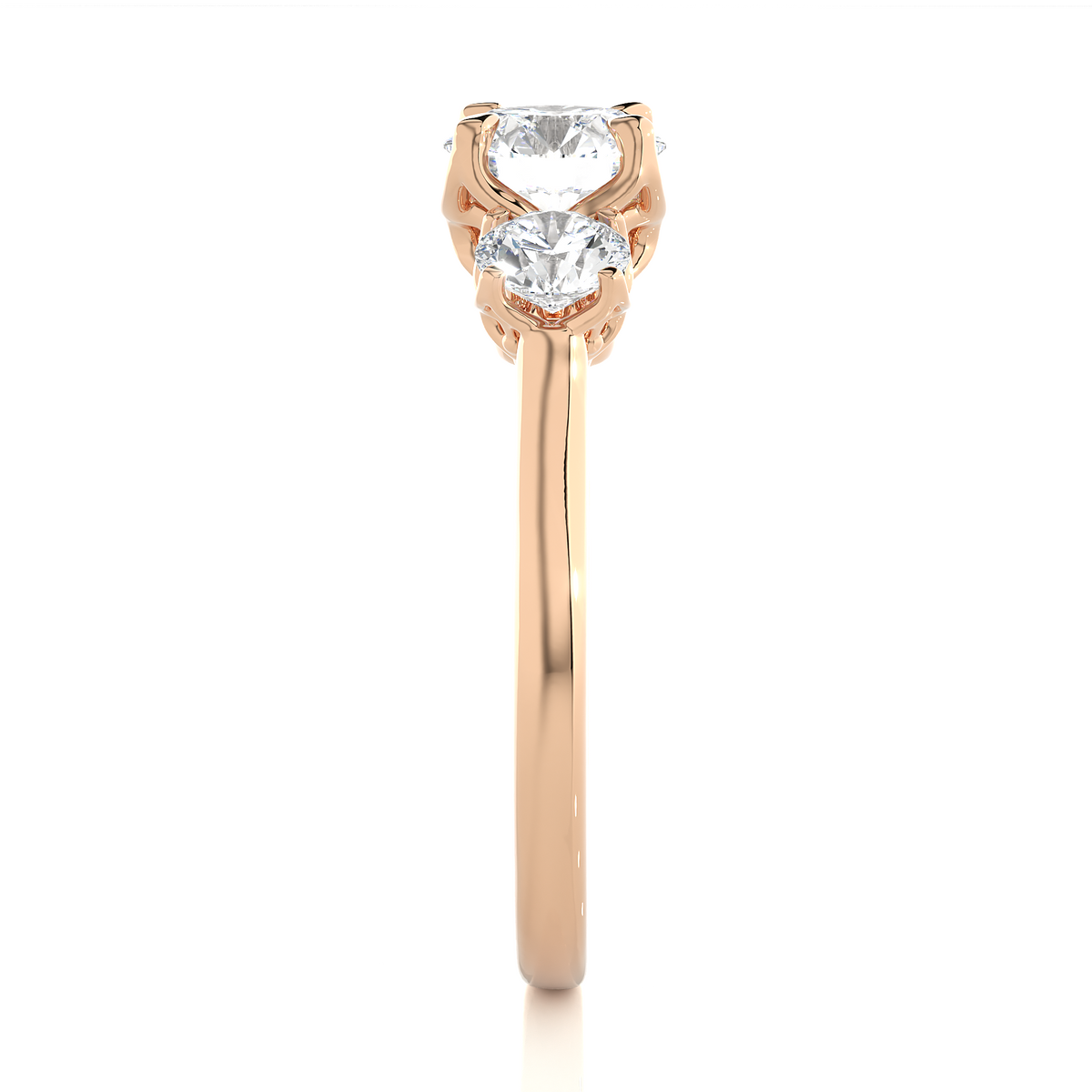 Eco Friendly Round Lab Diamond Five Stone Ring 14K Solid Yellow Gold Ready To Ship - HIGHCARAT DIAMONDS