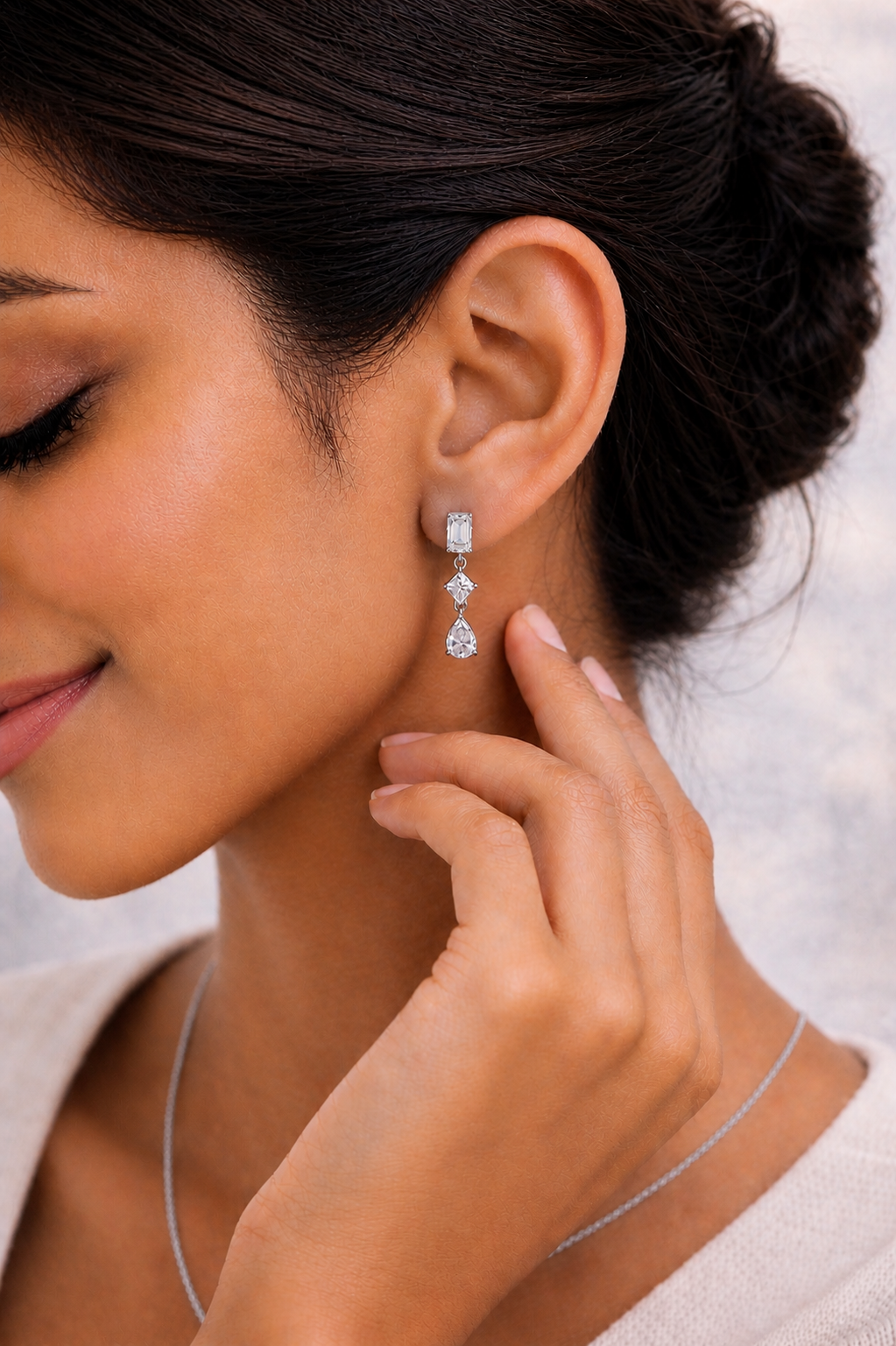 Emerald, Kite & Pear Cut Lab Grown Diamond Drop Earring - HIGHCARAT DIAMONDS