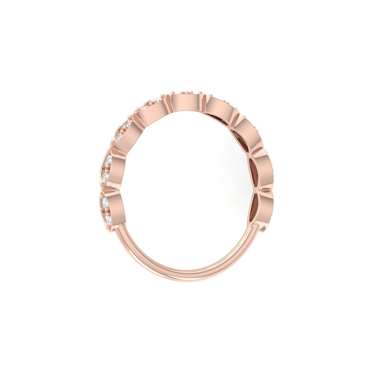 Half Round Eternity Band For Her In 14 KT Gold Stylish And Lightweight Jewelry - HIGHCARAT DIAMONDS