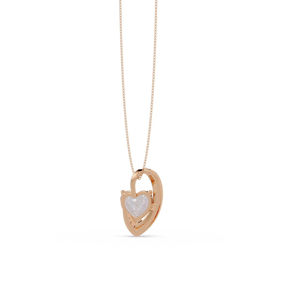 Heart Shape Lab Grown Diamond Open Curve Pendant - HIGHCARAT DIAMONDS