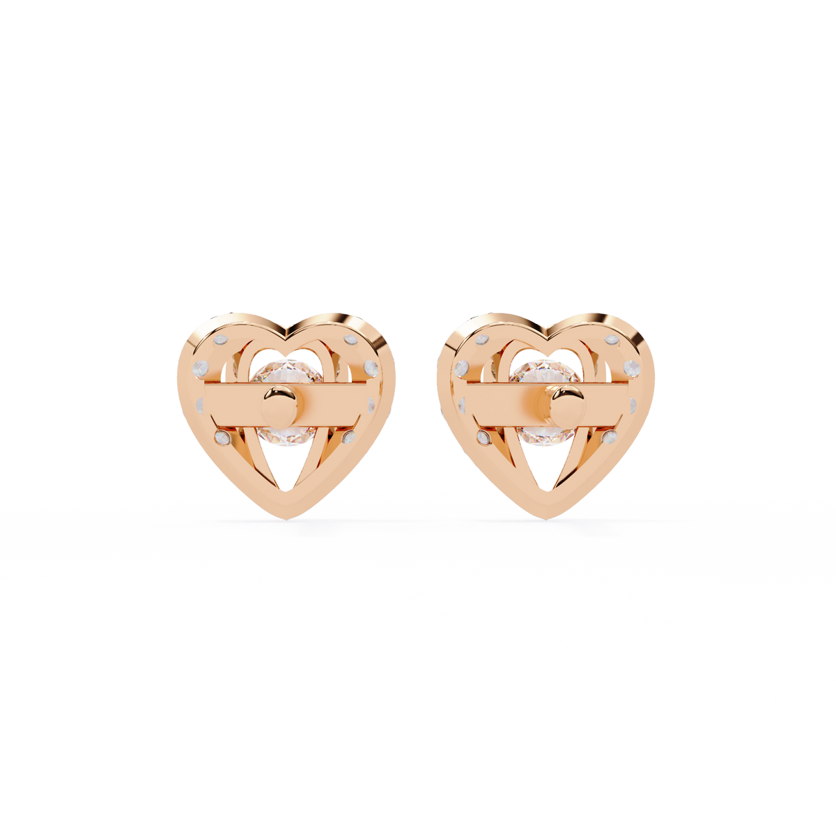 Heart Shape Round Cut Top Grade Diamond Vintage Delicate Antique Handmade Screw Back Stud Earring For Women's - HIGHCARAT DIAMONDS