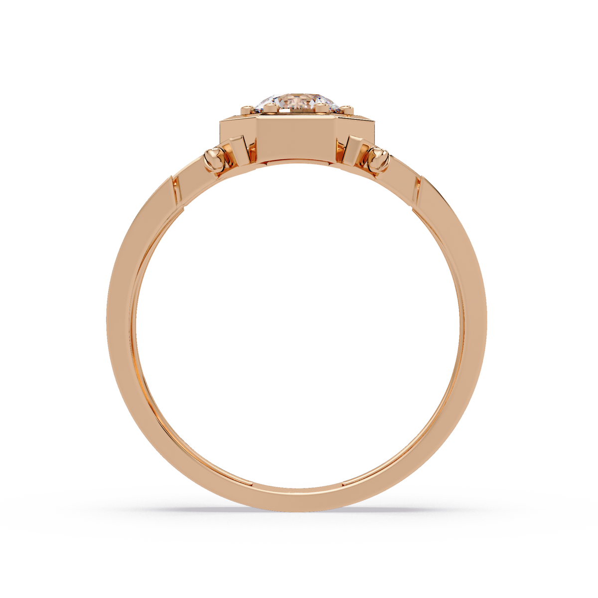 Hexagon Frame Round Cut Lab Grown Diamond Ring - HIGHCARAT DIAMONDS
