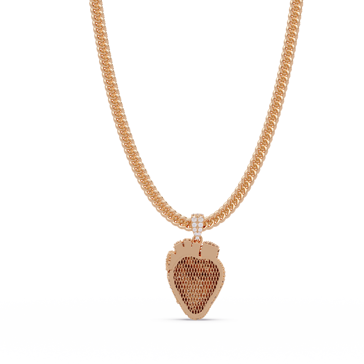 Iced Broken Heart Skull Lab Diamond Pendant Necklace - HIGHCARAT DIAMONDS