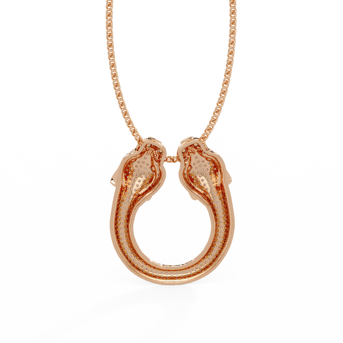 Iced Double Panther Head Lab grown Diamond Pendant - HIGHCARAT DIAMONDS
