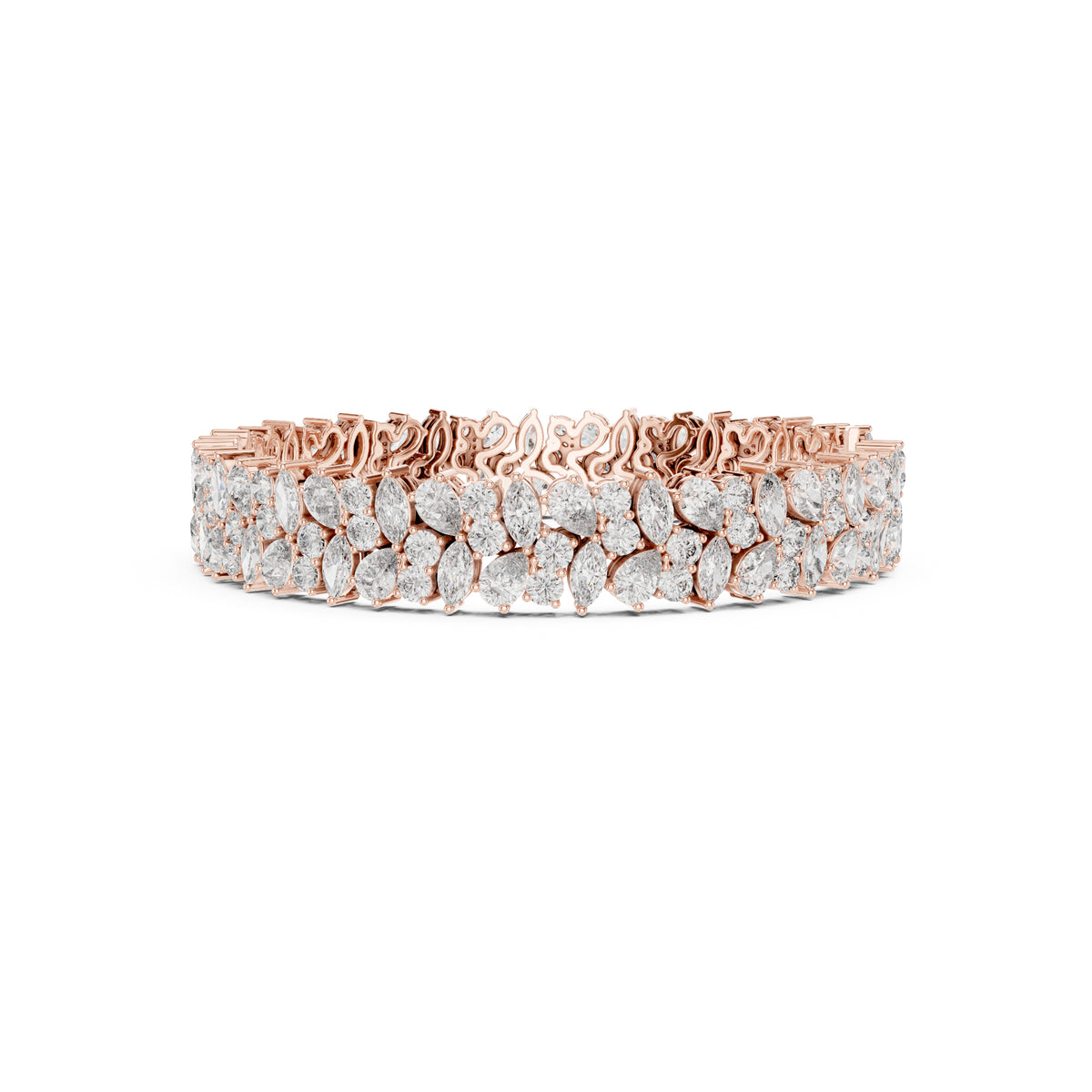 15.48Ct Round, Pear and Marquise Cut Top Grade Lab Grown Diamond Unique Prong Set Bridesmaid Tennis Bracelet - HIGHCARAT DIAMONDS