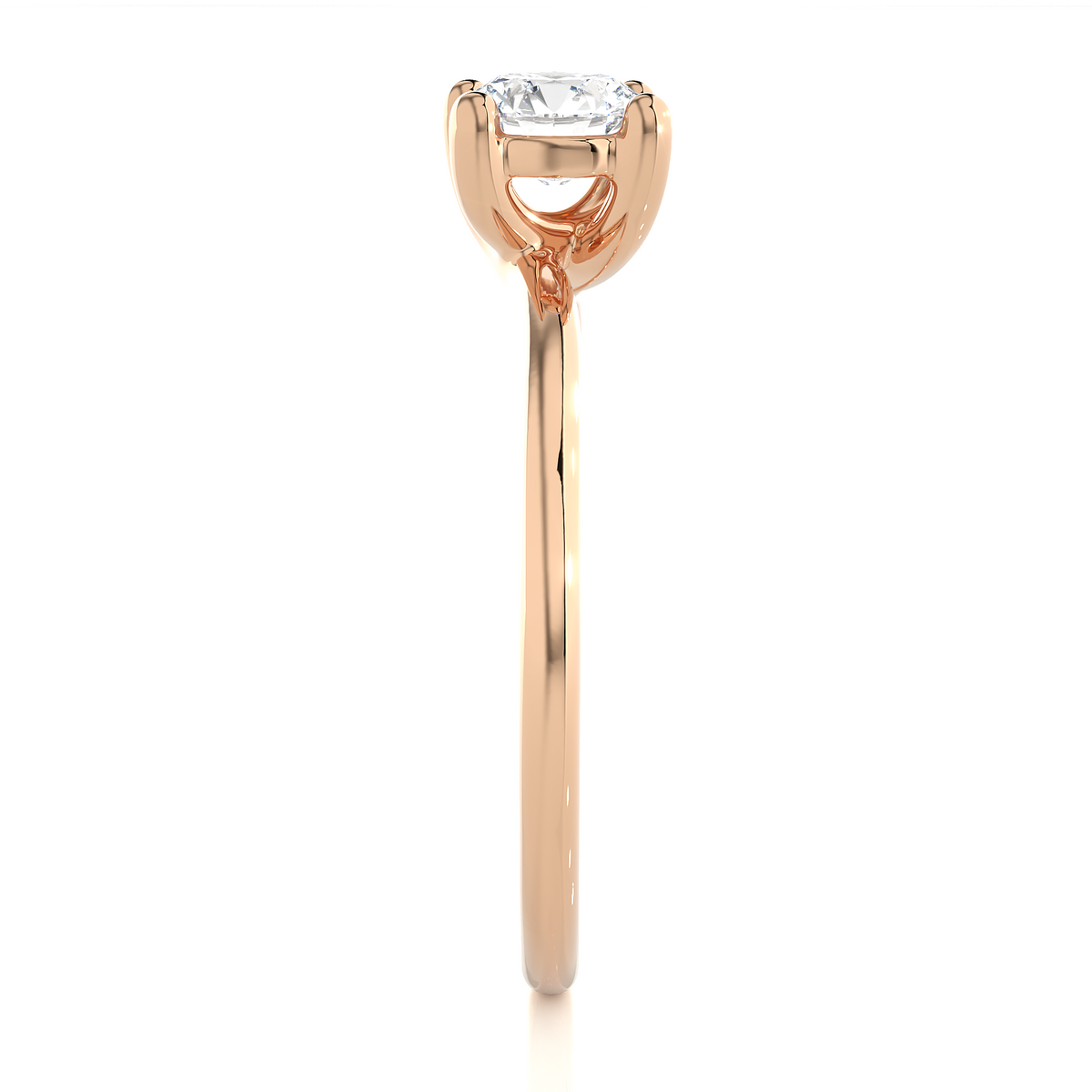 Close up of round brilliant cut lab diamond ring with refined details