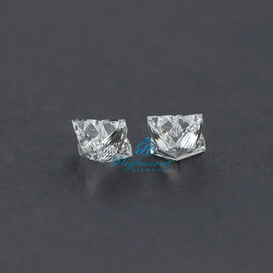 Flower inspired lab grown diamond featuring sculpted facets and bright reflection