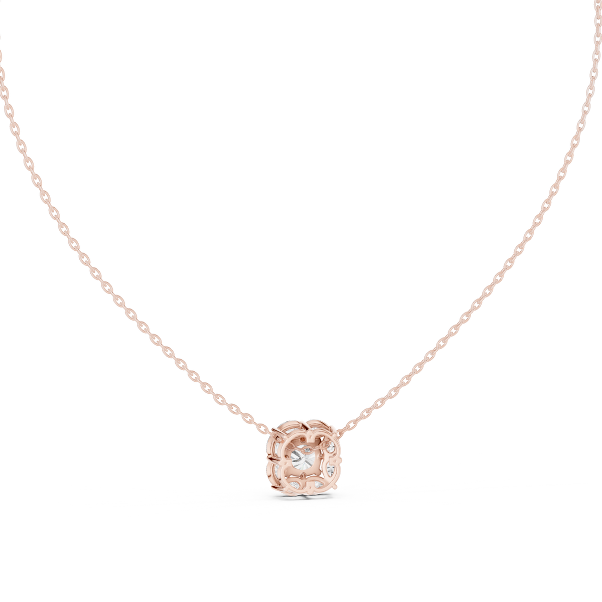 Cushion Square & Marquise Shape 9 Stone Lab Grown 18k Gold Dazzling Pendant For Her - HIGHCARAT DIAMONDS