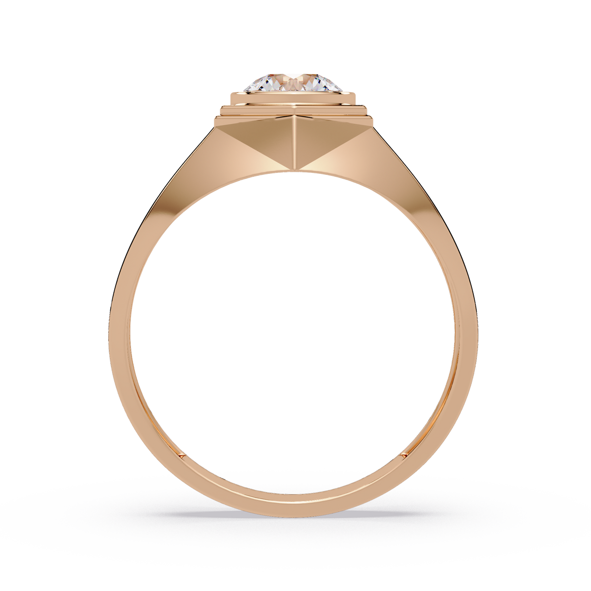 Minimalist Hexagon Lab grown Diamond Solitaire Signet Ring - HIGHCARAT DIAMONDS