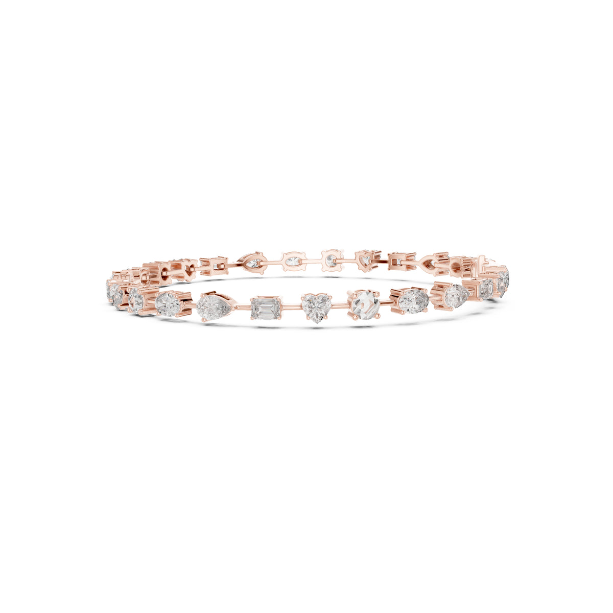 4.77Ct Multi Shape Diamond Vintage Cluster 14k Solid Rose Gold Dainty Perfect Handmade Party Wear Tennis Bracelet Gift For Her - HIGHCARAT DIAMONDS
