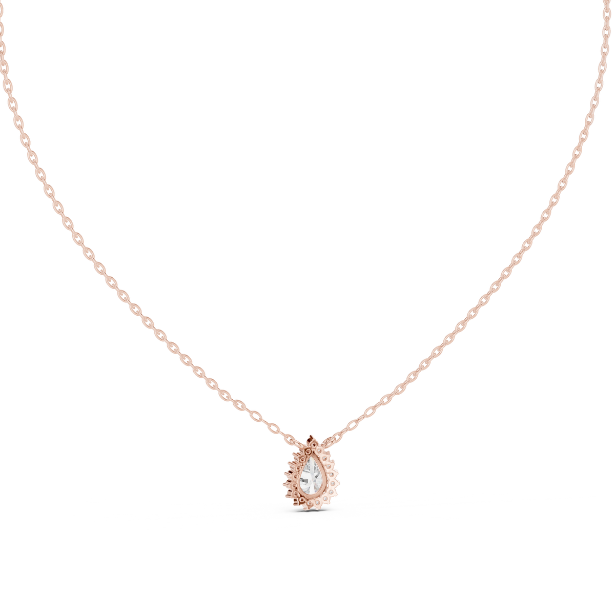 Round And Pear Shape lab grown 14k Solid Gold Diamond Pendant For Her - HIGHCARAT DIAMONDS