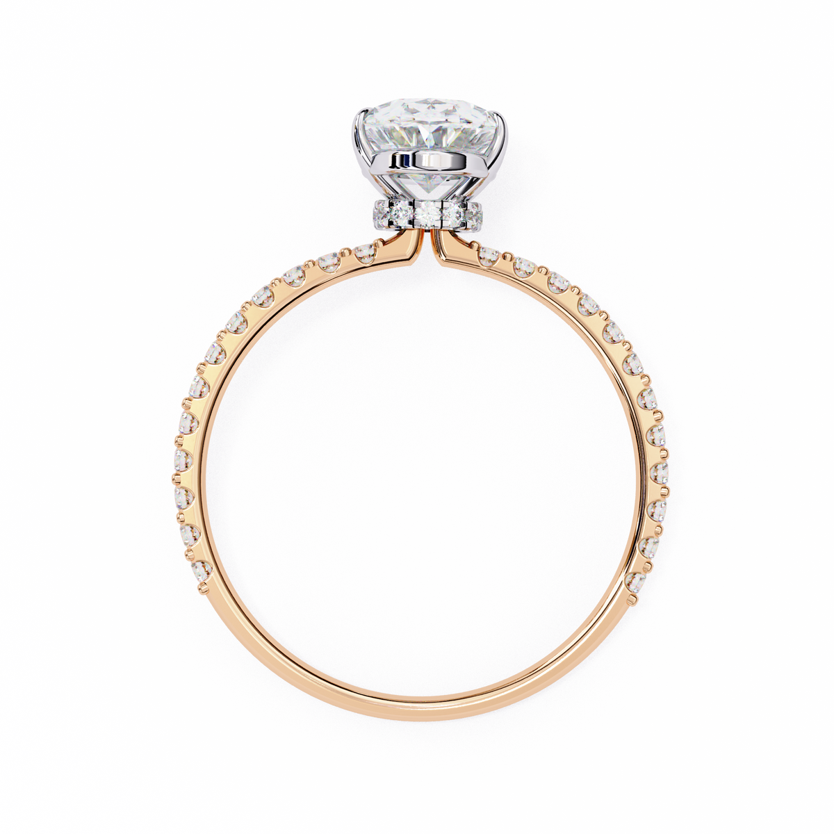 Oval Cut Lab Diamond Solitaire Accent Ring - HIGHCARAT DIAMONDS