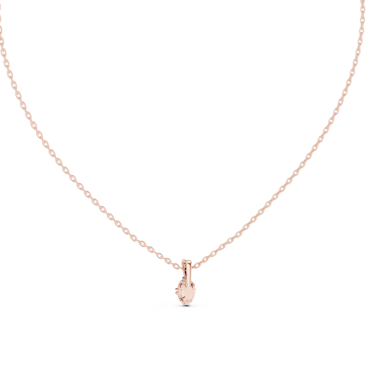 Colorless Oval Labgrown Diamond Solitaire Pendant For Women In 14K solid white Gold - HIGHCARAT DIAMONDS