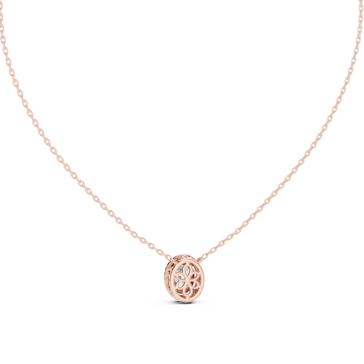 Sustainable Lab-Grown Oval Diamond Halo Pendant
