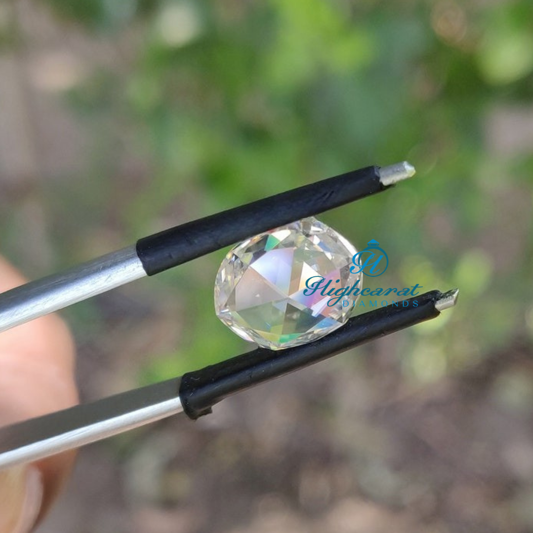 Certified Oval Shape Rose Cut Lab Grown Diamond with balanced proportions and clear brilliance