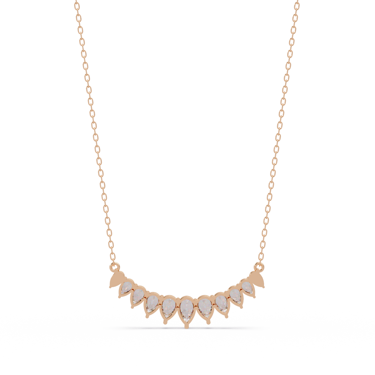 Pear Cut Graduation Curve Lab Grown Diamond Necklace - HIGHCARAT DIAMONDS
