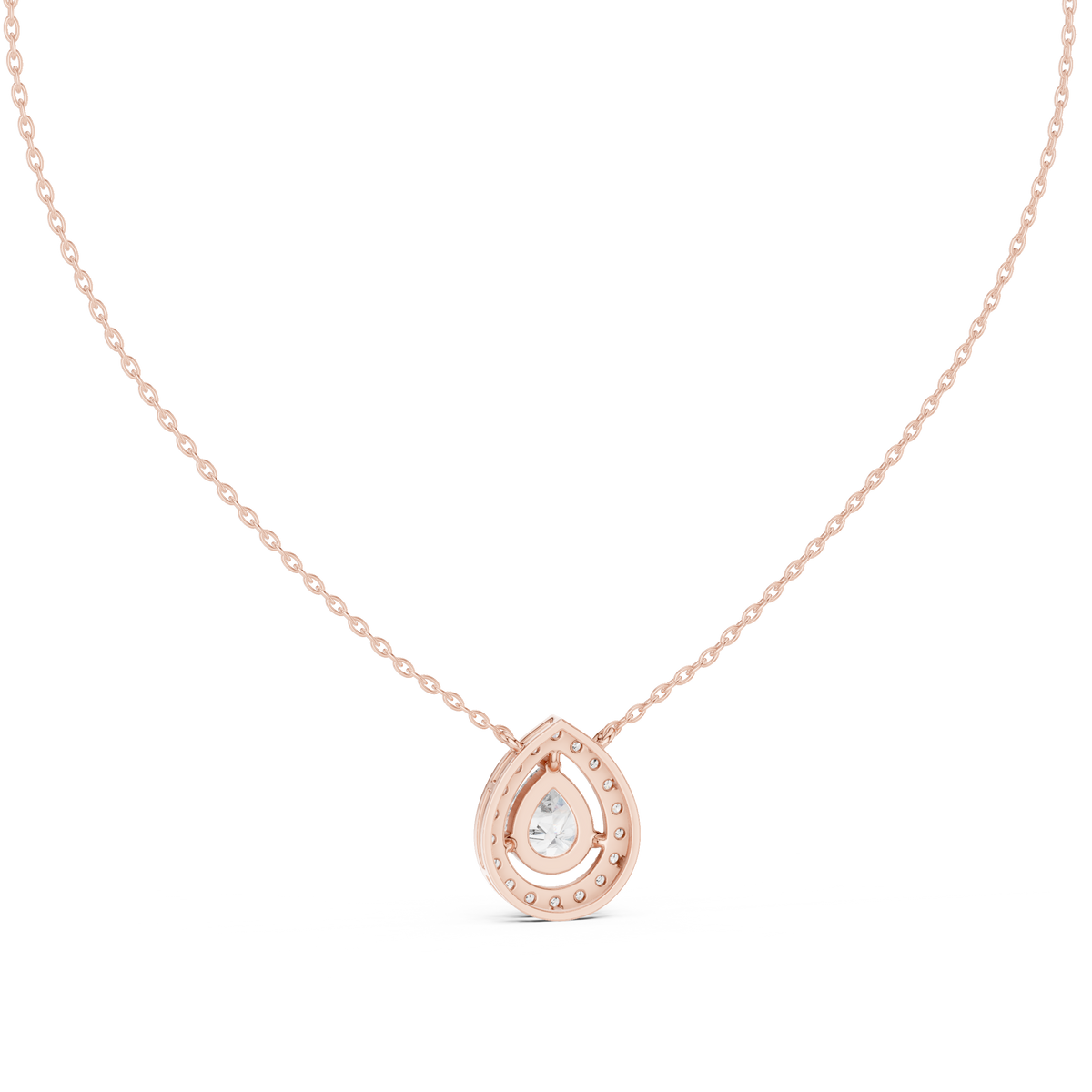 Pear & Round Shape Lab Grown Diamond White Gold Pendant For Wedding Wear - HIGHCARAT DIAMONDS