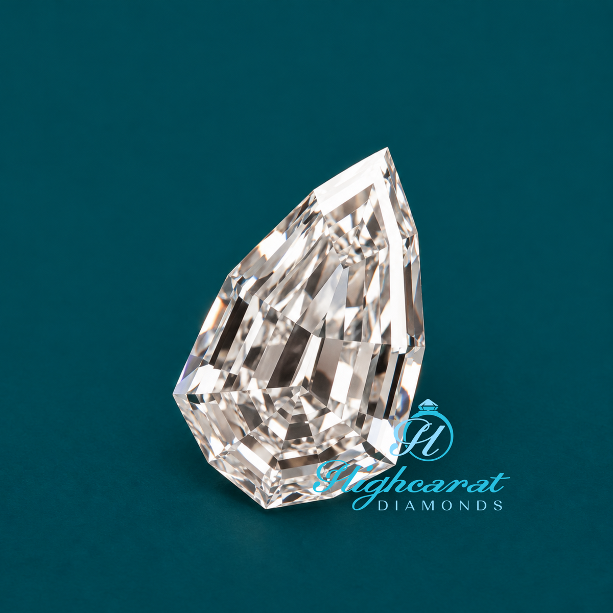 Close-up of pear shape lab grown diamond