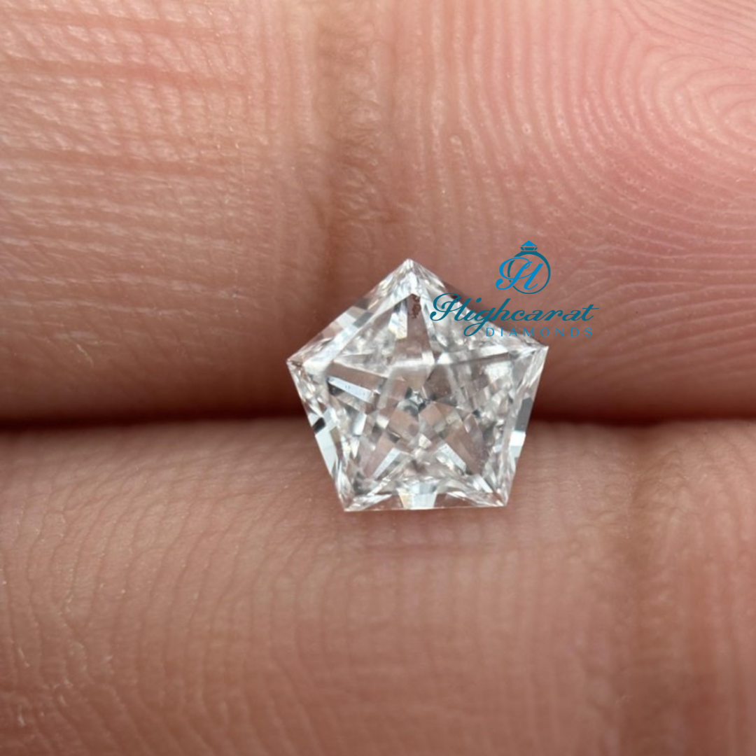 Modern Pentagon Shape Diamond featuring structured reflections and polished contours