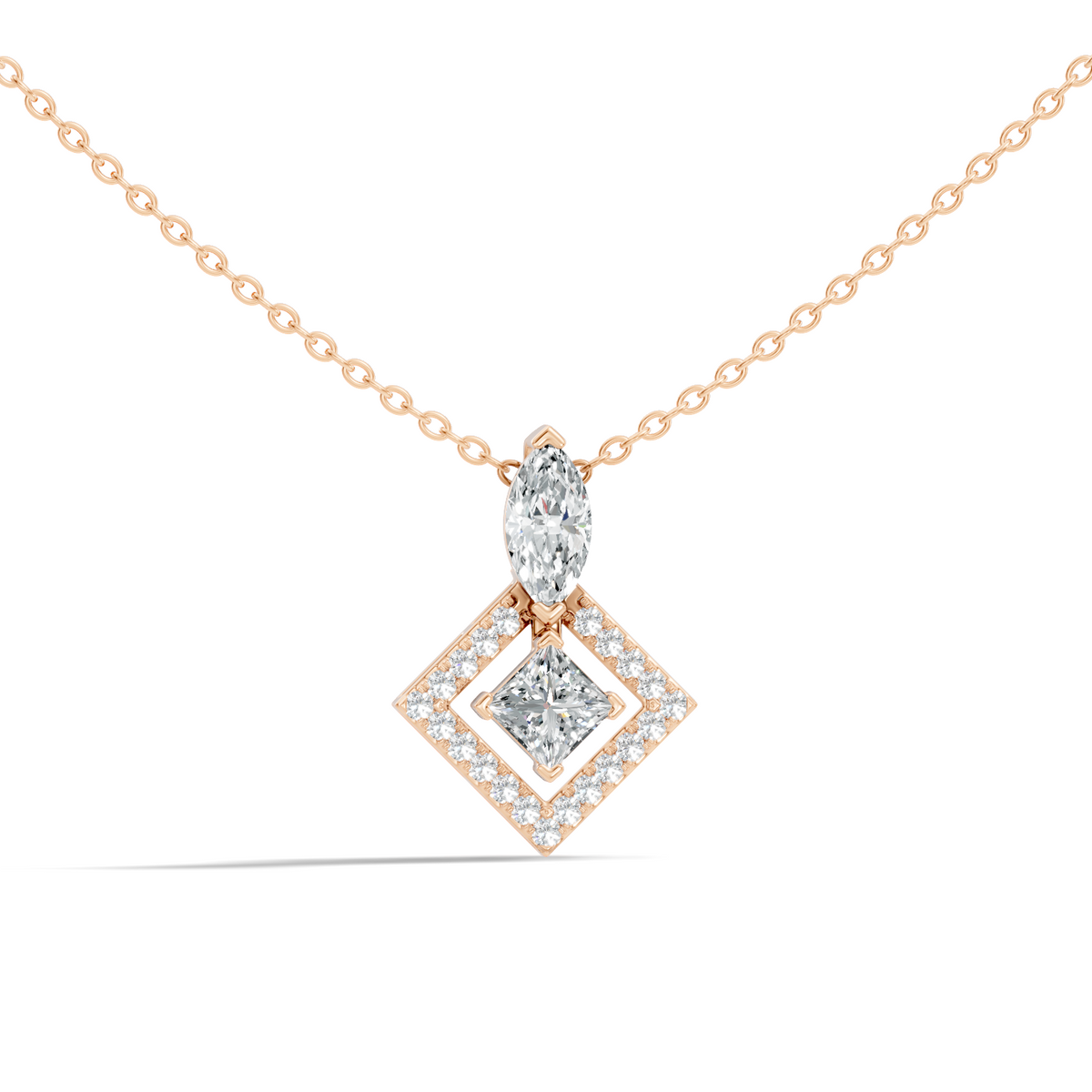 Stunning 1 CT Princess Cut Lab Grown Diamond Pendant 18K Solid Gold Jewelry Gift for Her - HIGHCARAT DIAMONDS