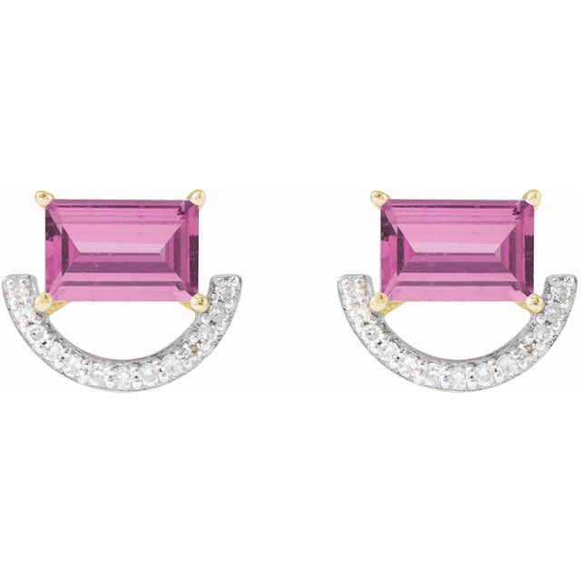 rhodium-plated-14k-yellow-imitation-pink-sapphire-&-3/4-ctw-natural-diamond-earrings