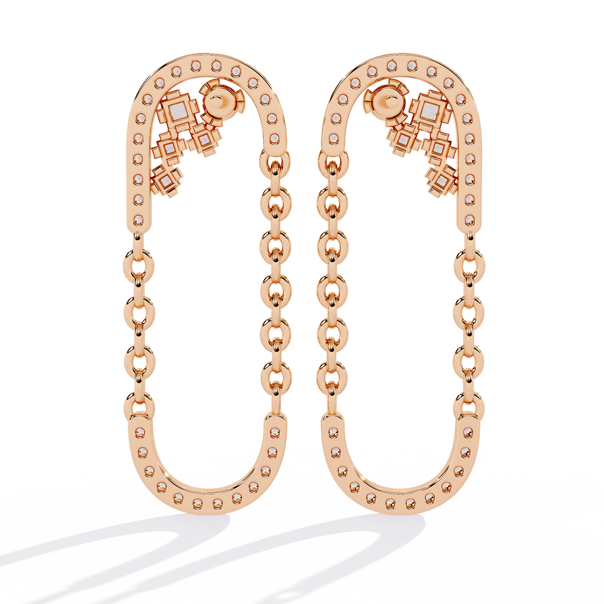 Round And Princess Cut Diamond Antique Floral Chain Dainty Prong Set Timeless Unique Earring Eco Friendly Gift - HIGHCARAT DIAMONDS